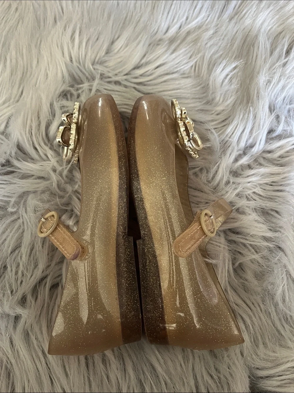 Mini Melissa Sparkling Gold Butterfly Mary Jane Flats